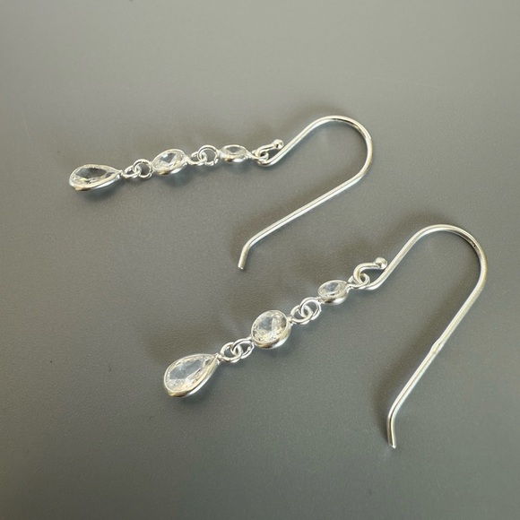 Sterling Silver Cubic Zirconia Dangle Earrings - Picture 9 of 10